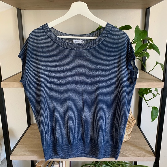 Vince Linen Blend Nautical Stripe Sweater Navy - Picture 3 of 6